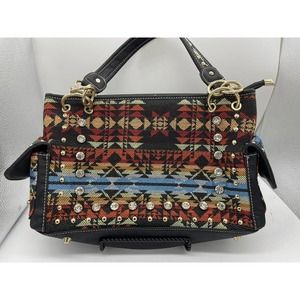 Aztec Chevron Western Tribal Woven‎ &  Leather Purse & Concealed Carry CCW Bag